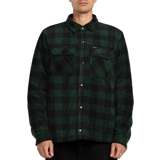 Volcom Bowered II Lined Fleece Long Sleeve Button-Up Flannel Shirt