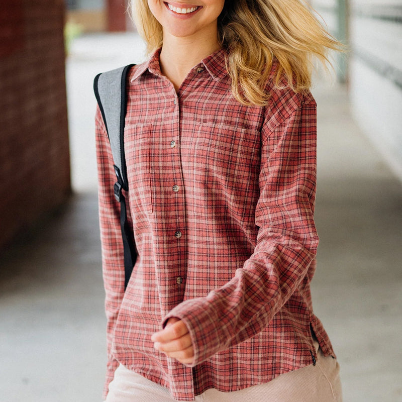 Load image into Gallery viewer, Volcom Women's Plaid to Meet U 2 Long Sleeve Button-Up Flannel Shirt 4

