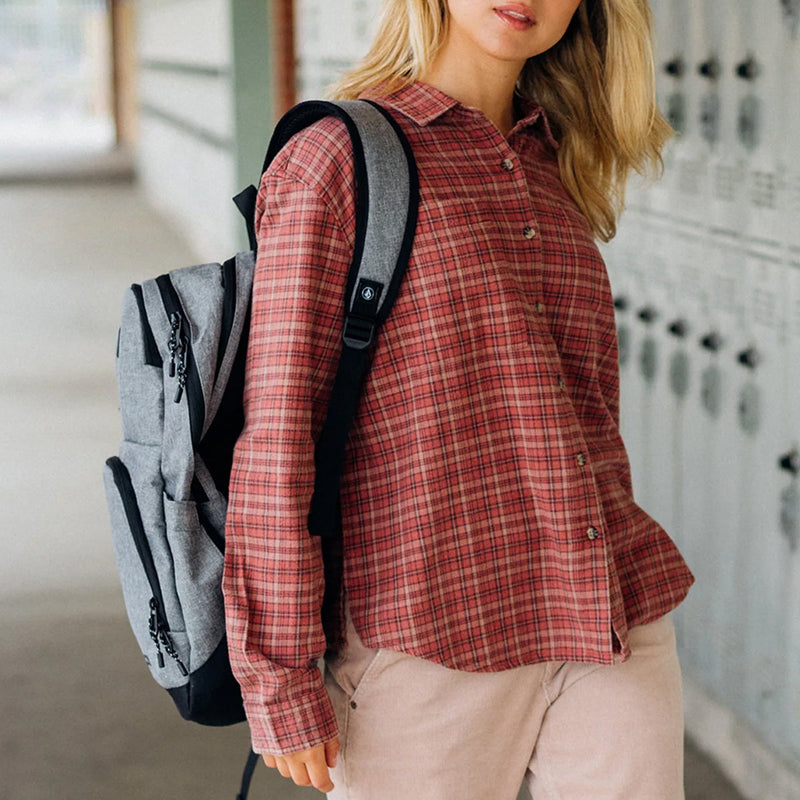 Load image into Gallery viewer, Volcom Women's Plaid to Meet U 2 Long Sleeve Button-Up Flannel Shirt 5
