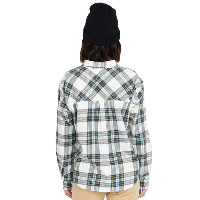 Load image into Gallery viewer, Volcom Women's Plaid To Meet U Long Sleeve Button-Up Flannel Shirt 4

