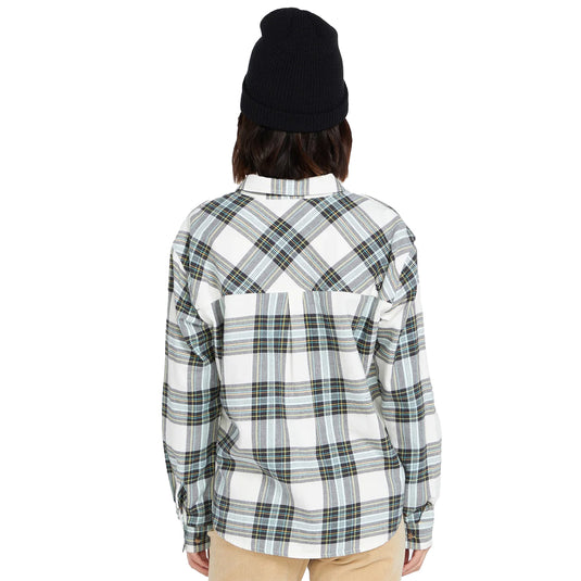 Volcom Women's Plaid To Meet U Long Sleeve Button-Up Flannel Shirt 4