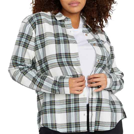 Volcom Women's Plaid To Meet U Long Sleeve Button-Up Flannel Shirt 3