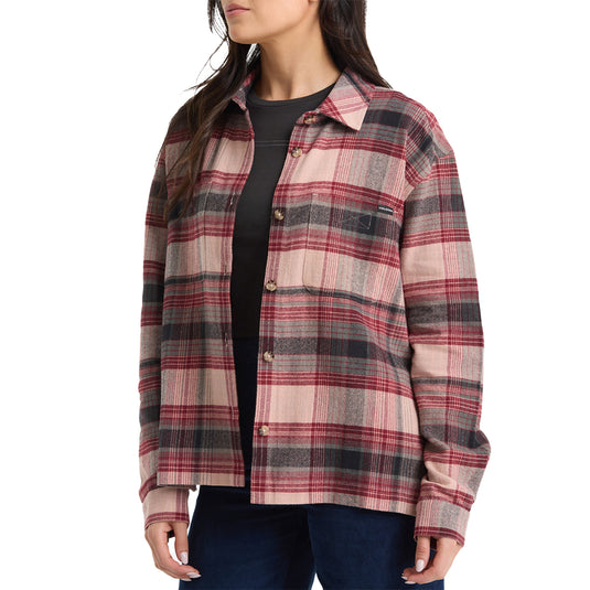 Volcom Women's Full Cut Work Long Sleeve Button-Up Flannel Shirt 3