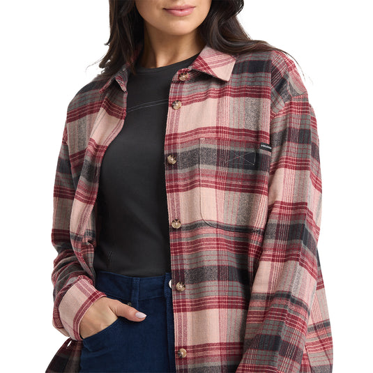 Volcom Women's Full Cut Work Long Sleeve Button-Up Flannel Shirt 2
