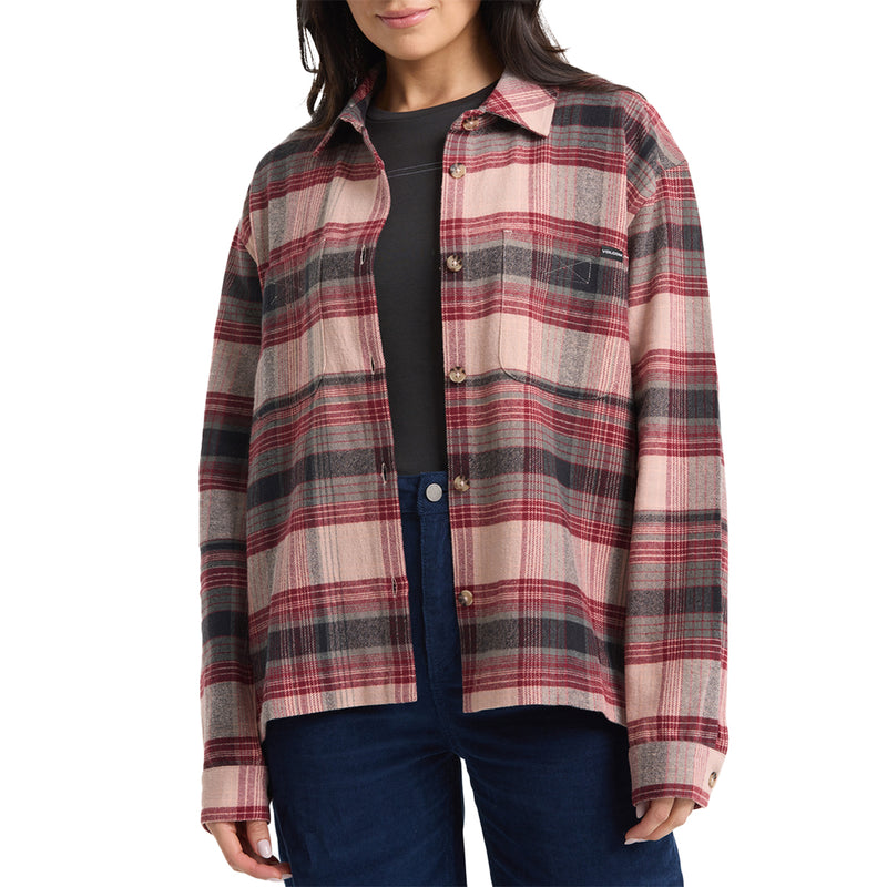 Load image into Gallery viewer, Volcom Women's Full Cut Work Long Sleeve Button-Up Flannel Shirt 1
