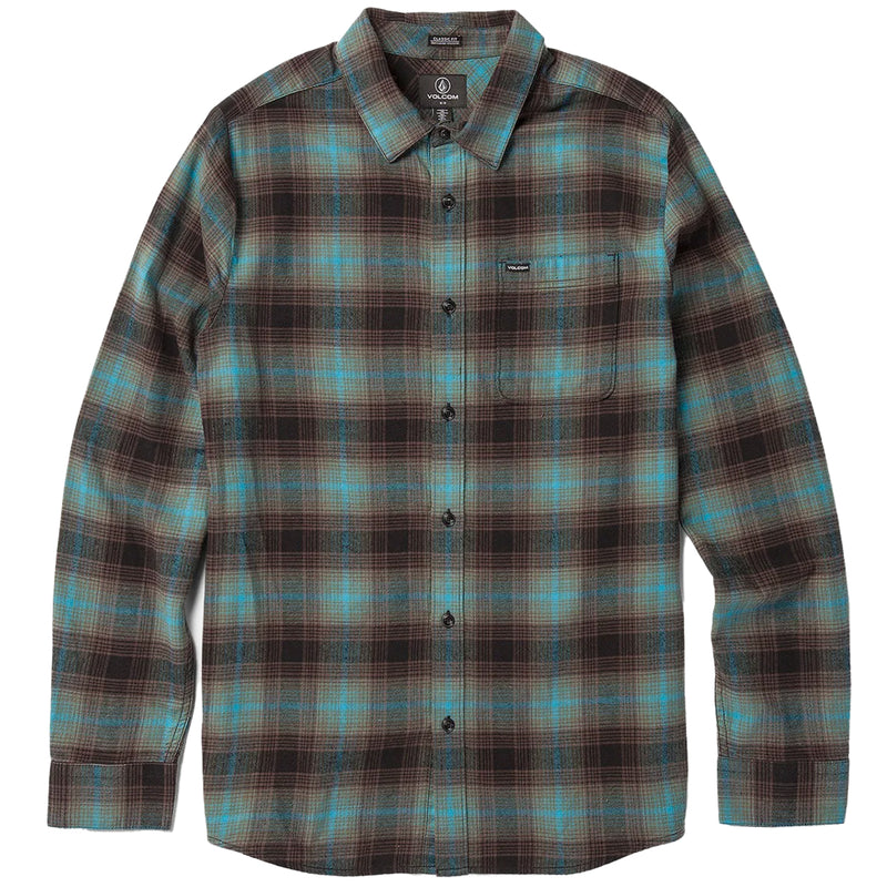Load image into Gallery viewer, Volcom Caden Plaid Long Sleeve Button-Up Flannel Shirt - Tower Gray 7
