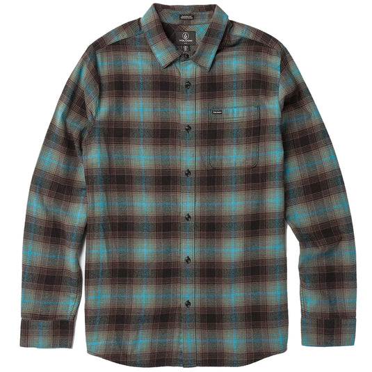 Volcom Caden Plaid Long Sleeve Button-Up Flannel Shirt - Tower Gray 7