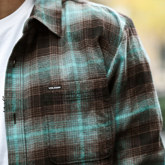 Volcom Caden Plaid Long Sleeve Button-Up Flannel Shirt - Tower Gray 11