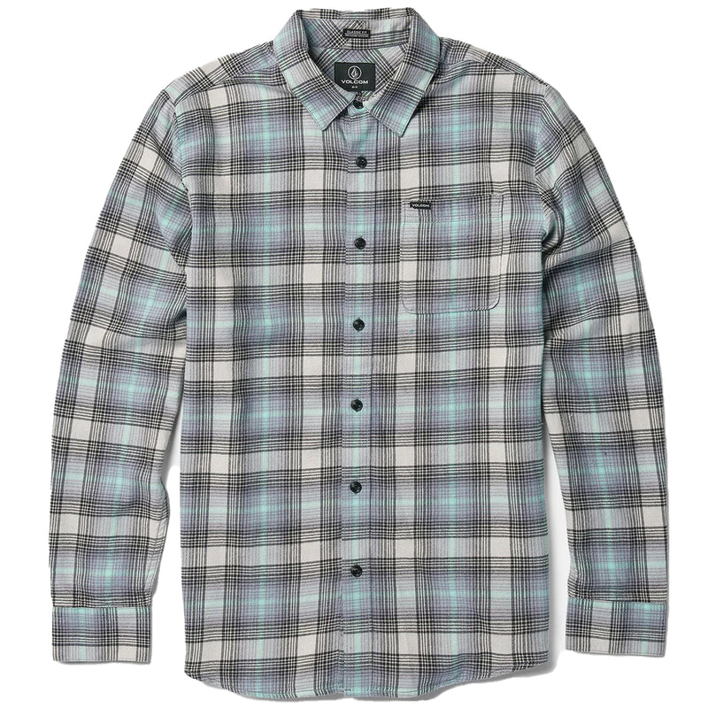 Load image into Gallery viewer, Volcom Caden Plaid Long Sleeve Button-Up Flannel Shirt - Tower Gray 1
