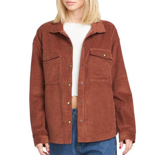 Volcom Women's Power Cord Snap-Button Shacket Jacket 1