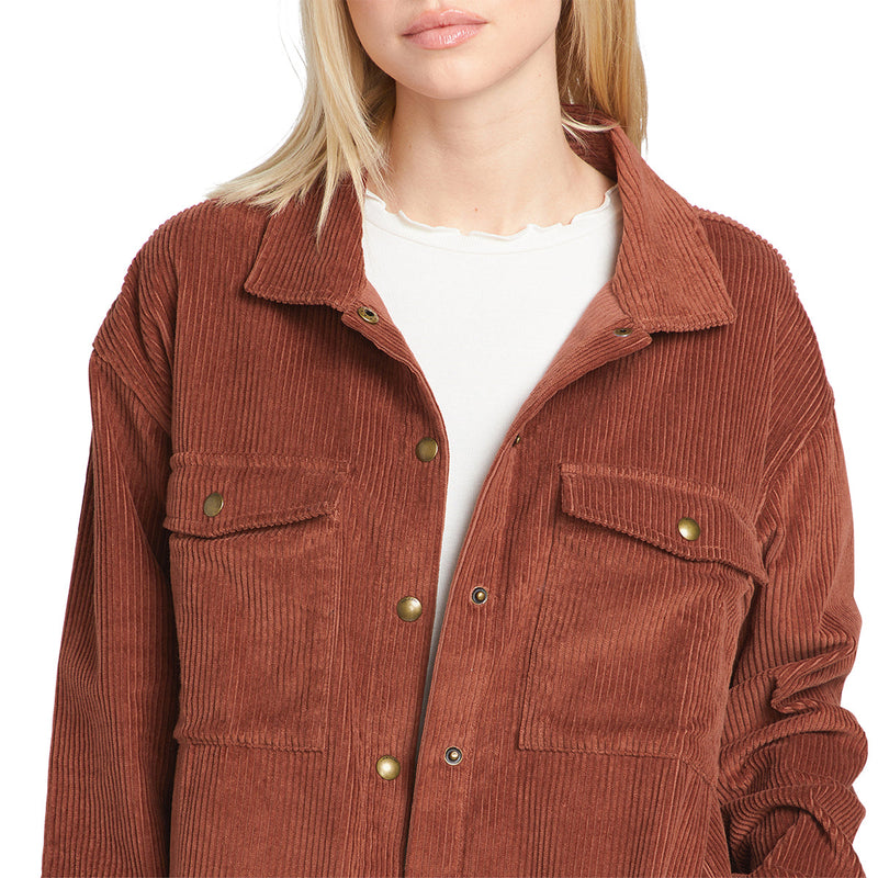 Load image into Gallery viewer, Volcom Women's Power Cord Snap-Button Shacket Jacket 3
