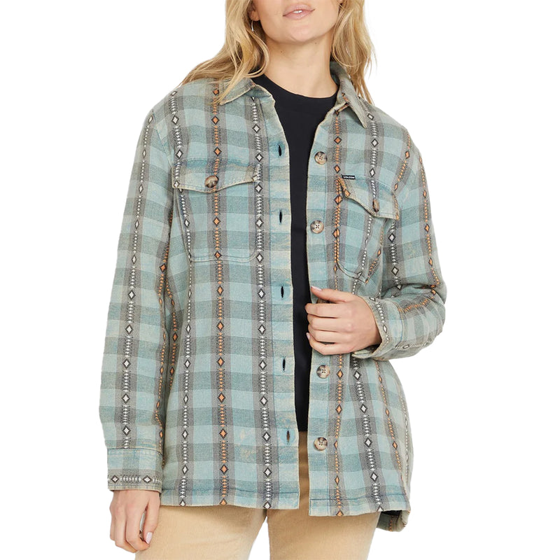 Load image into Gallery viewer, Volcom Women's Polar Boobear Flannel Shirt Jacket 1
