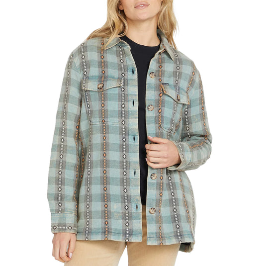 Volcom Women's Polar Boobear Flannel Shirt Jacket 1