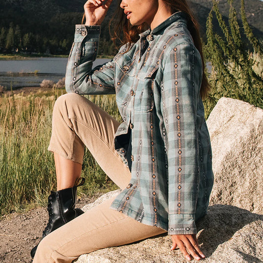 Volcom Women's Polar Boobear Flannel Shirt Jacket 6