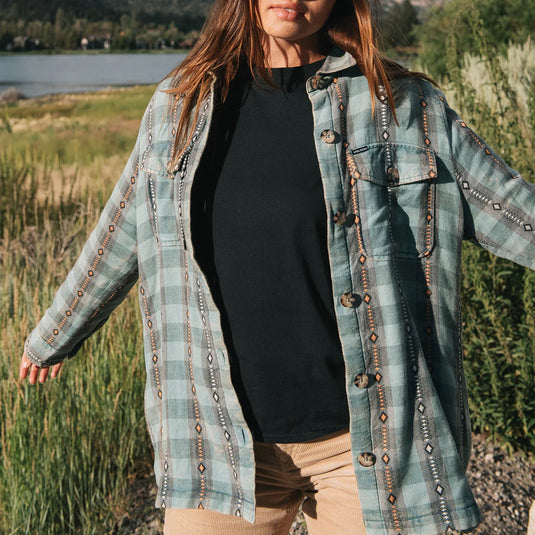 Volcom Women's Polar Boobear Flannel Shirt Jacket 4