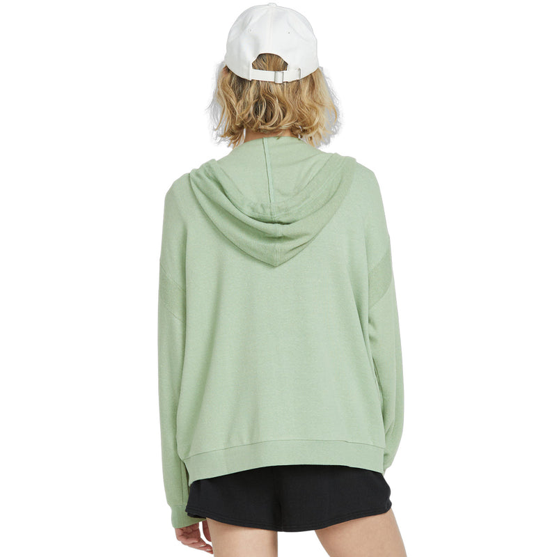Load image into Gallery viewer, Volcom Women's Lived in Lounge Frenchie Zip Hoodie - Grass Green 2
