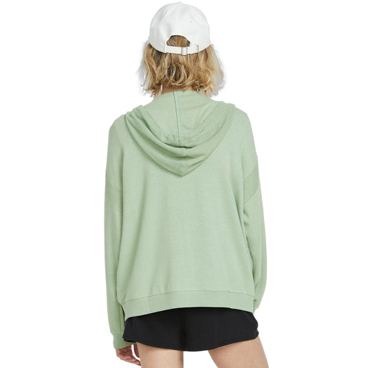 Volcom Women's Lived in Lounge Frenchie Zip Hoodie - Grass Green 2