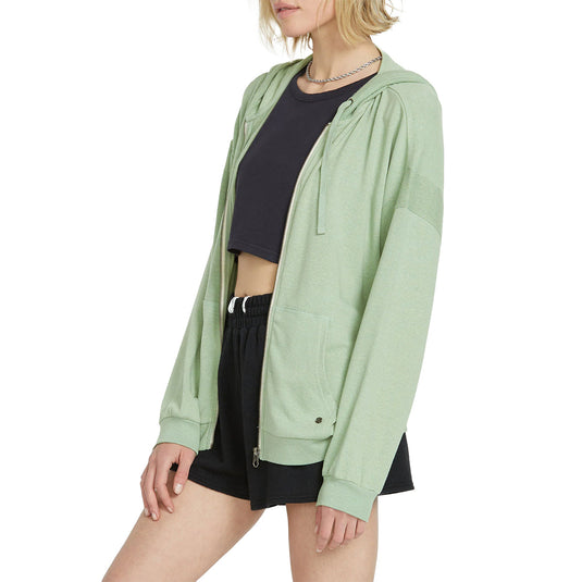 Volcom Women's Lived in Lounge Frenchie Zip Hoodie - Grass Green 4