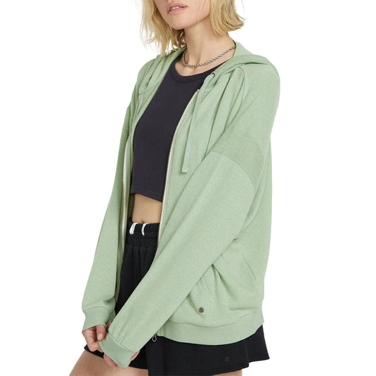 Volcom Women's Lived in Lounge Frenchie Zip Hoodie - Grass Green 3