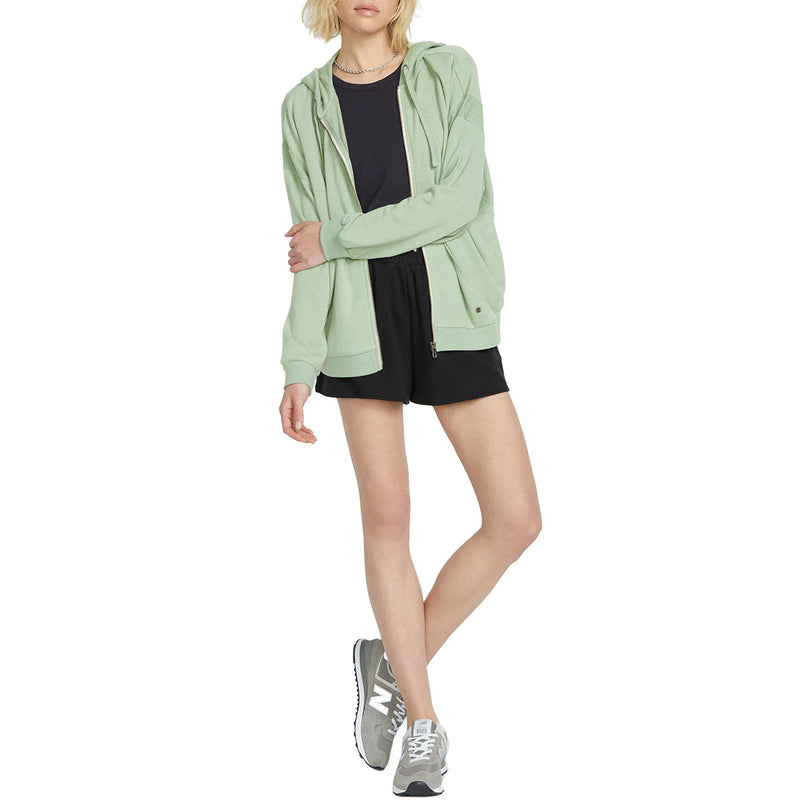 Load image into Gallery viewer, Volcom Women's Lived in Lounge Frenchie Zip Hoodie - Grass Green 5
