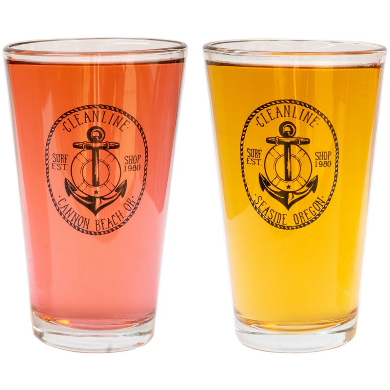 Load image into Gallery viewer, Cleanline Surf Anchor 16 oz. Pint Glass 5
