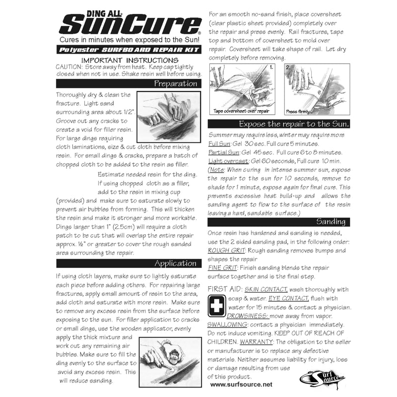 Load image into Gallery viewer, Ding All Sun Cure Polyester Fiberglass Repair Kit - 2oz. 6
