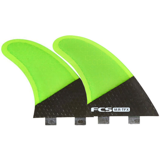 FCS MR TFX PC Twin + 1 Fin Set - Carbon/Fluro Green 3