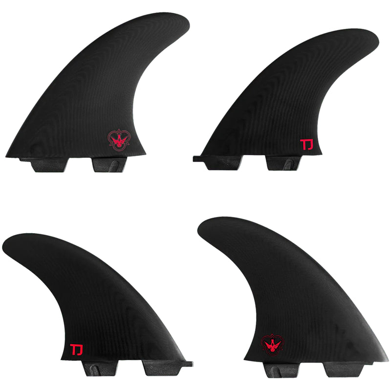 Load image into Gallery viewer, Flying Diamonds Taylor Jensen Dual Tab Quad Fin Set 2
