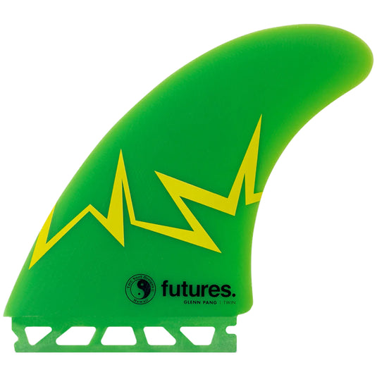 Futures Glenn Pang Twin + 1 Fin Set - Green/Yellow 2