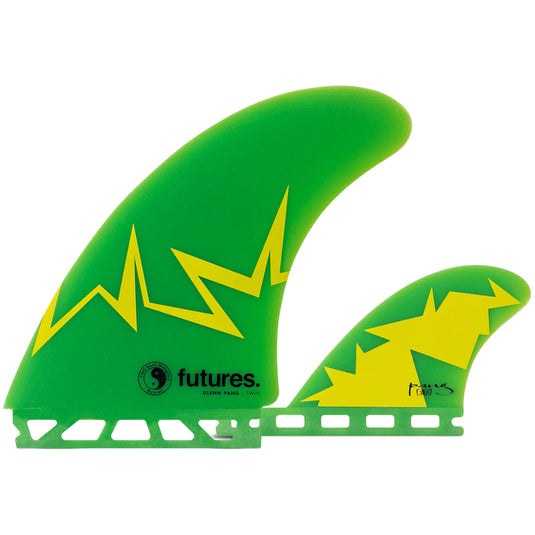 Futures Glenn Pang Twin + 1 Fin Set - Green/Yellow 1