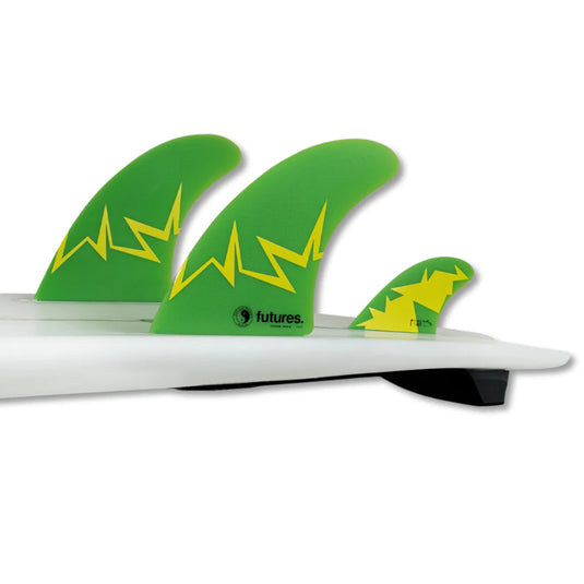 Futures Glenn Pang Twin + 1 Fin Set - Green/Yellow 3
