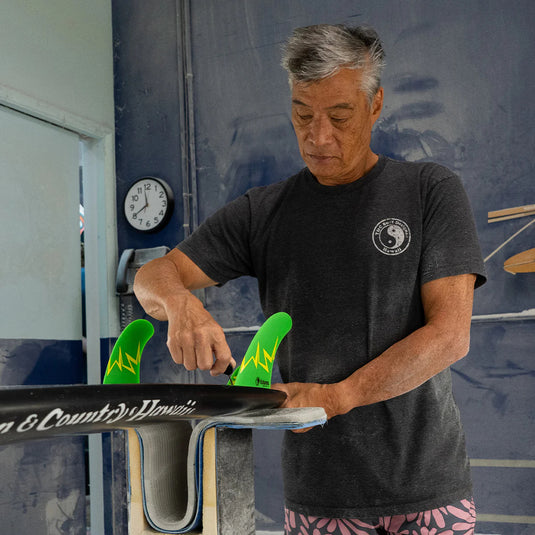 Futures Glenn Pang Twin + 1 Fin Set - Green/Yellow 4