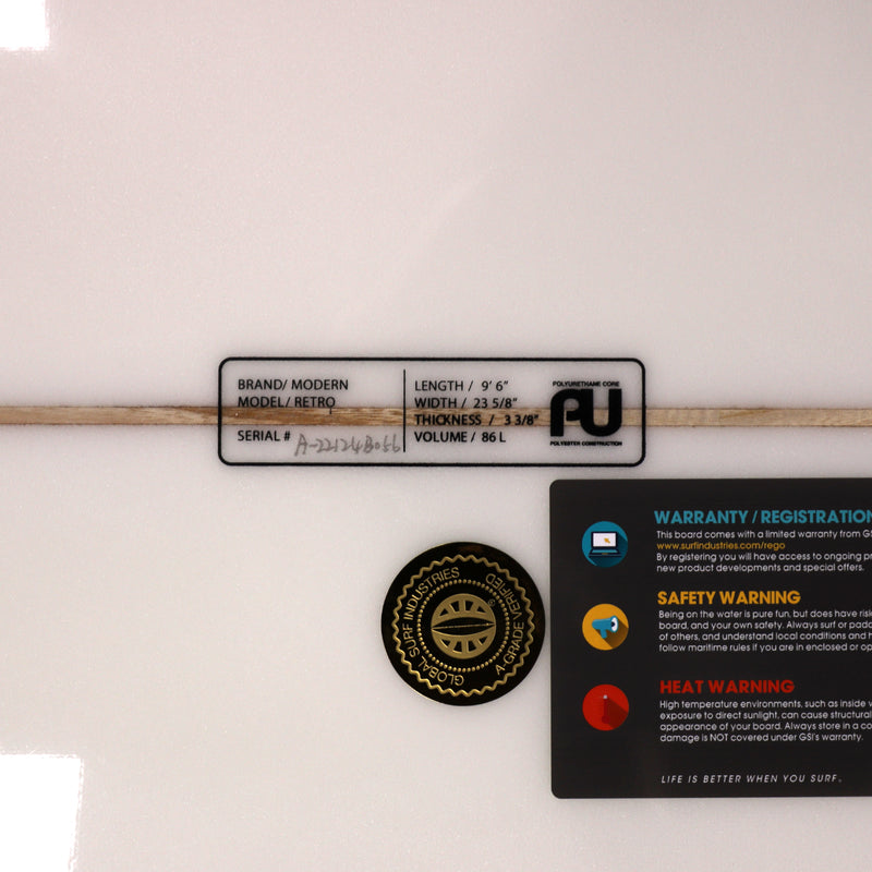Load image into Gallery viewer, Modern Retro PU 9'6 × 23 ⅝ × 3 ⅜ Surfboard - Sea Glass 4
