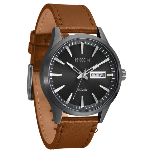 Nixon Sentry Solar Leather Watch 5