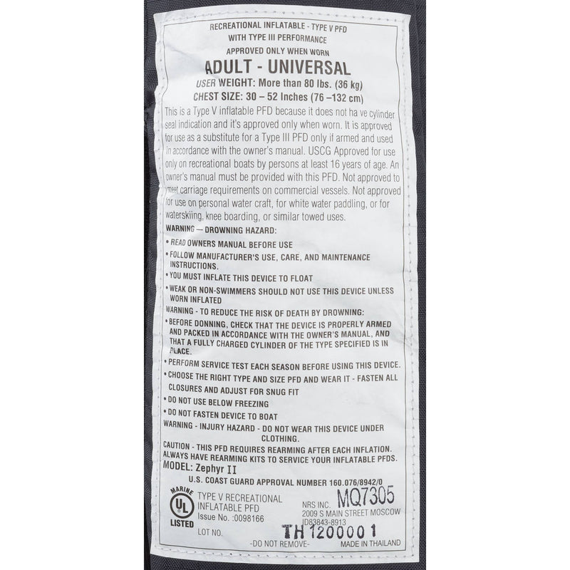 Load image into Gallery viewer, NRS Zephyr Inflatable PFD 17
