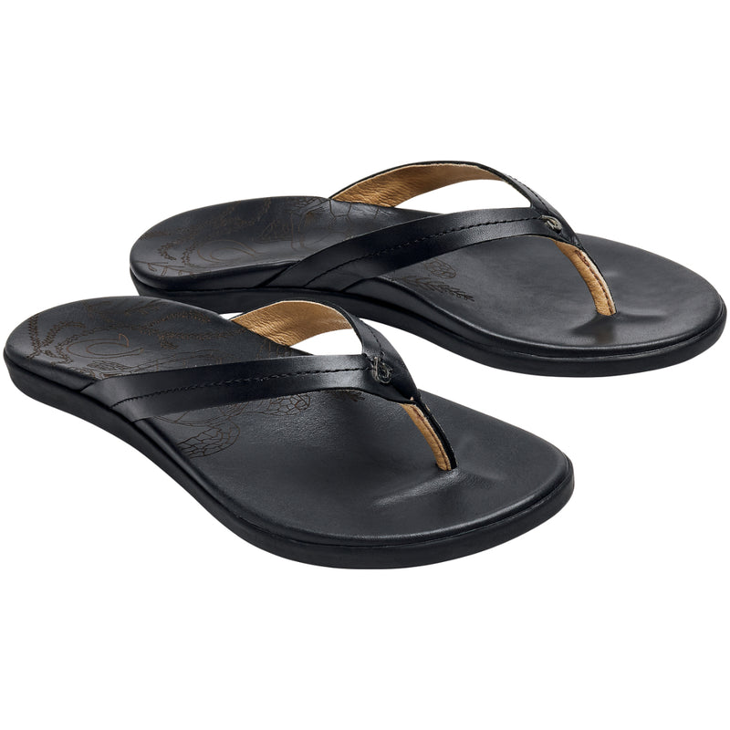 Load image into Gallery viewer, OluKai Women's Honu Leather Beach Sandals - Black 3
