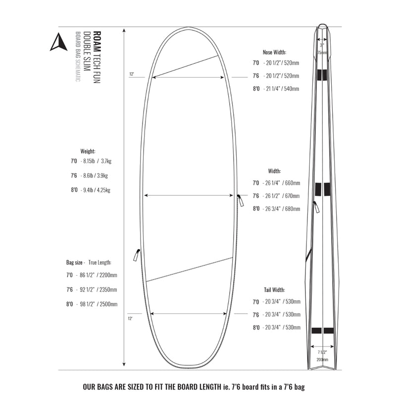 Load image into Gallery viewer, Roam Fun Tech Double Slim Plus Travel Surfboard Bag 7
