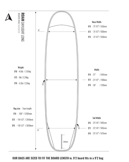 Roam Longboard Day Lite Day Surfboard Bag 9