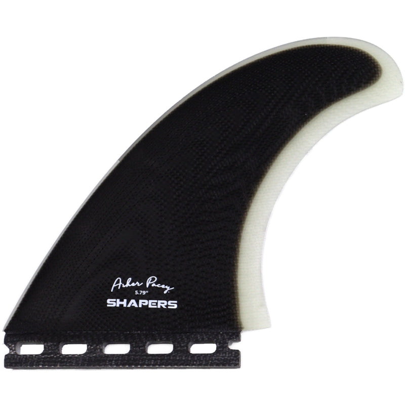 Load image into Gallery viewer, Shapers Asher Pacey Single Tab Twin + 1 Fin Set - 5.79" 8
