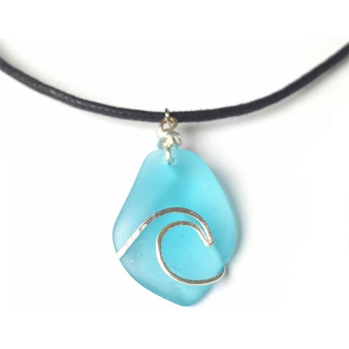 Load image into Gallery viewer, Blue GypSea Women's Sea Glass Wave Necklace - Aqua 1
